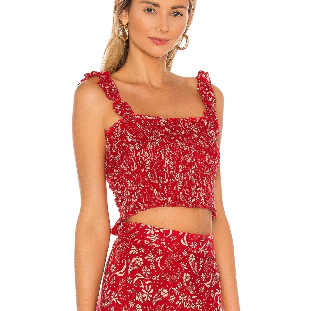 REVOLVE Red Paisley Crop Top & Skirt Set - Picture 2 of 7